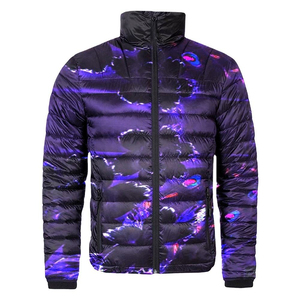 Bomber Puffer chaquetas hombres personalizado poliéster/Nylon estampado brillante a prueba de viento High Street acolchado hombres Puffer chaquetas hombres al por mayor - Product Image 4