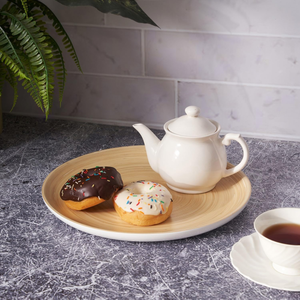 Venta al por mayor de bambú ecológico hilado bandeja de servir de forma redonda decorativa bandeja de comida hecha a mano de Vietnam - Product Image 4