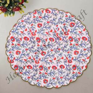 Serviette de table ronde moderne imprimée à la main 100% coton Design unique pour avion, hôtels et usage domestique EN042 - Product Image 1