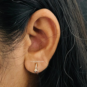 14K Gold Rose Gold White Gold Natural Black Diamond Christian Luxury Stud Earrings for Women Gift - Product Image 3