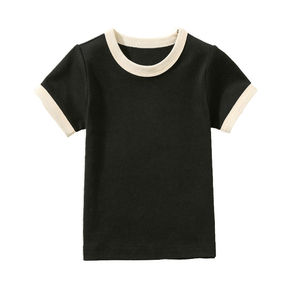 Camiseta de Manga Corta para Niños con Logotipo Personalizado, Camiseta de Algodón de Color Sólido para Niños y Niñas, Camiseta de Verano para Bebés - Product Image 4