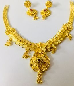 DDP 24K Plaqué Or Comores Classique Ensemble 24 Carats Vintage Diamant Collier Boucles D'oreilles Étoile France USA Cadeau À La Mode 24K Cuivre - Product Image 4