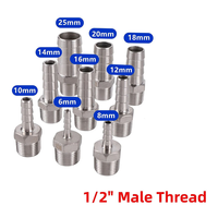 Connecteur de tuyau NPT 1/2'' en acier inoxydable 304, raccord de tuyauterie pour pompe à bière artisanale, 8mm 10mm 12mm 16mm