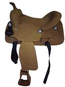 Selle Western pour cavaliers et chevaux en cuir véritable avec arbre en bois pour l'équitation - Product Image 2