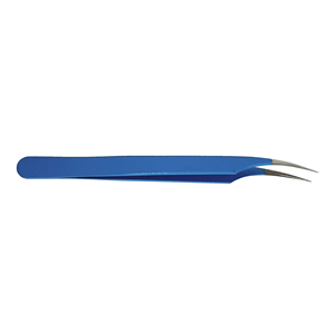 Pinzas para cejas de acero inoxidable de calidad superior Hermoso logotipo personalizado azul Punta curva Borde puntiagudo para dar forma a las pestañas - Product Image 3