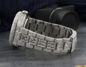 Montre de luxe sertie de moissanite, entièrement sertie de diamants, bijoux hip-hop, montre - Product Image 3