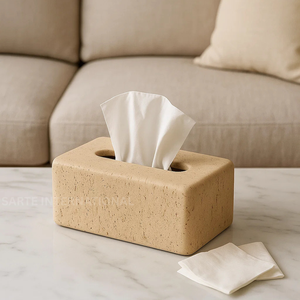 Caja de pañuelos de piedra travertino, superventas, soporte de pañuelos decorativo de lujo hecho a mano, proveedor mayorista de fábrica para compradores globales - Product Image 1