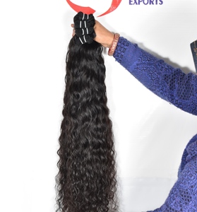 Cutícula sin procesar alineada Indian 100% Natural Raw bundle máquina doble trama onda profunda negro mujeres extensiones de cabello humano - Product Image 5