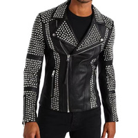 Usine directe veste de motard en cuir noir clouté pour hommes de qualité supérieure style punk rock pour les commandes en gros veste cassul pour hommes