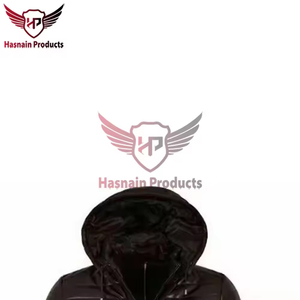 Blouson matelassé en cuir véritable marron pour homme, style motard, doublure en cuir de vachette, classique, chaud, pour l'hiver - Product Image 5