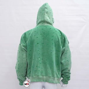 Sudadera con capucha y cremallera personalizada, de algodón 100% de alto gramaje, para invierno, oversize, con lavado ácido y efecto desgastado, estampada, unisex, tallas grandes, corte holgado y hombros caídos - Product Image 2