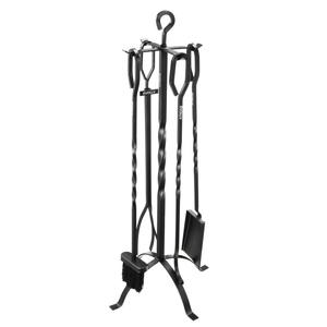 Estante para leña de diseño personalizado, accesorios para chimenea con juego de herramientas para chimenea, pinzas para escoba de póker y pala de fuego, 4 Uds. - Product Image 3