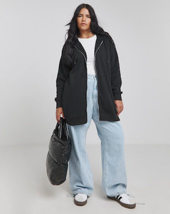 เสื้อฮู้ดสีดำสำหรับผู้หญิงมาใหม่เสื้อฮู้ดซิปทะลุแนวยาวกำหนดเองได้กันยับและระบายอากาศได้ดีล่าสุด - Product Image 3