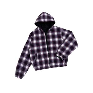 Sudadera con Capucha Orean Retro a Cuadros, Doble Cara, con Cierre, Estilo Urbano Y2K, Clásica, Negra, Invierno, Unisex, 100% Bordada - Product Image 1