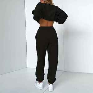 Conjunto Deportivo de 2 Piezas para Mujer, Cuello Redondo, Poliéster/Algodón, Informal, Deportivo, de Secado Rápido y Transpirable, Venta Caliente de Invierno - Product Image 2