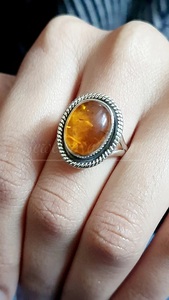 แหวนพลอยอำพันบอลติกแหวนวงรีหรูหราตัดสัญญาวงแหวนเครื่องประดับงานแต่งงานของขวัญสำหรับผู้หญิงของขวัญวันวาเลนไทน์สำหรับเธอ - Product Image 4