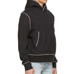 Nuevo diseño de peso pesado French Terry contraste costura liso pulóver sudaderas con capucha hombres ropa de calle de gran tamaño personalizada hombres sudaderas con capucha 2026 - Product Image 2