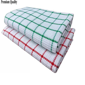 Toalla de baño Premium de algodón 100%, suave, superabsorbente, ligera, tejido de gofres, diseño a cuadros, toallas de cocina sostenibles de alta calidad - Product Image 2