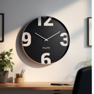 Wall <b>Clock</b> 25 Cm Black And Silver Quartz <b>Silent</b> Movement Metal Frame Explore Scientific - Product Image 3