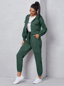 Conjunto Deportivo Corto de Dos Piezas para Mujer, Chaqueta con Cierre y Pantalones de Poliéster, Proveedor OEM, Venta al Por Mayor - Product Image 4
