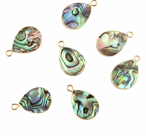 Fantantique เปลือกหอยเป๋าฮื้อขนาด9x12มม. รูปทรงลูกแพร์พลอยเรียบตัวเชื่อมต่อชุบทองแบบเดี่ยวเครื่องประดับแฮนด์เมด - Product Image 1