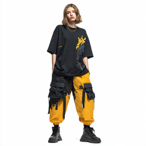 Camiseta con hombros caídos, pantalón holgado, Camiseta holgada para mujer, chándal, camiseta de gran tamaño para mujer, pantalón para correr de gran tamaño, dos piezas - Product Image 3