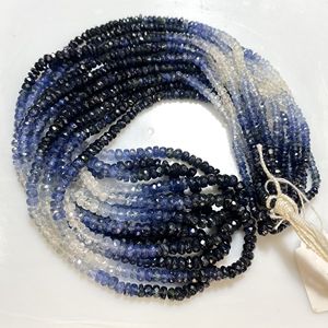 Perles de saphir bleu ombré en forme de rondelle à facettes en gros pierre précieuse naturelle pour les fournitures de perles de bijoux - Product Image 4