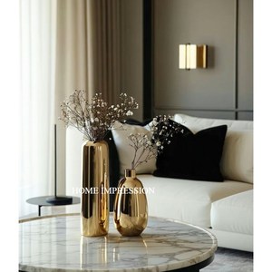 Wedding Events Tabletop Flower <b>Vases</b> Extra <b>Large</b> Size <b>Gold</b> Plated Handmade Modern Minimalist Indian Aluminium - Product Image 4