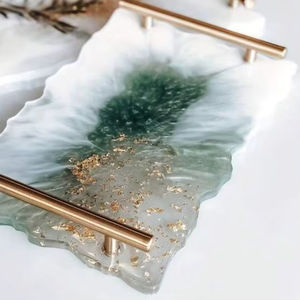 CETTE PLATEAU DE SERVICE ÉPOXY EN RÉSINE PERSONNALISABLE ET ÉLÉGANTE Conception rectangulaire pour la maison Restaurant Hôtel Plateau en résine - Product Image 1