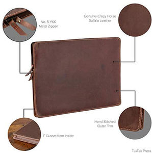 Pochette universelle pour ordinateur portable, sacoche à fermeture éclair, en cuir véritable, de haute qualité, vente en gros, pièces - Product Image 6