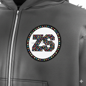 Chándal Premium 340 GSM de algodón y poliéster con cremallera, color gris oscuro desteñido con logotipo de diamantes de imitación bordado, diseño personalizado - Product Image 6