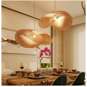 Lampe en rotin tissé naturel faite à la main Lampe suspendue en rotin en bambou moderne faite à la main - Product Image 5