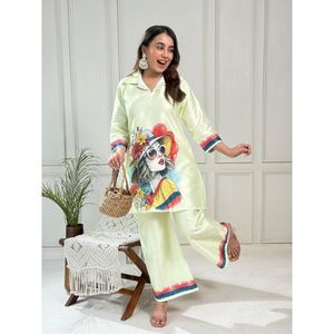 Kurti con Estampado de Figura Veticana de Moda con Palazzo para Ropa Étnica Tradicional para Mujeres, Bodas, Fiestas y Eventos Festivos - Product Image 1