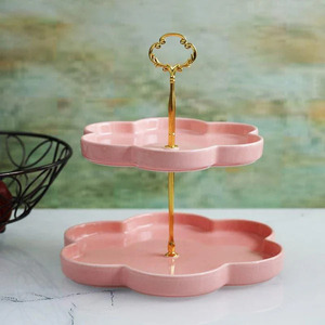 Versatile Ceramic 2-Tier Cake Stand for Parties and Events Sophisticated 2-Tier Cake Stand for Beautiful Dessert Presentations - Product Image 1