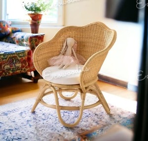 Encantadores muebles de silla de ratán para niños pequeños hechos a mano para niños, asientos tejidos, silla de ratán con flores para niños al mejor precio - Product Image 2