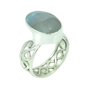 Bague en argent sterling 925 Bague en pierres précieuses aigue-marine naturelle Bague à la mode de style classique plaquée argent pour mariage, fiançailles - Product Image 3