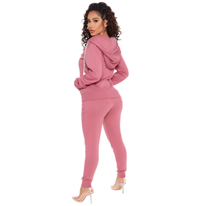 <b>Women</b> HooTracksuit Winter Knitted Solid Color Long Sleeve Full Zip up Hooded Sweatshirt <b>Jogger</b> Pants Casual Fleece <b>Set</b> - Product Image 2