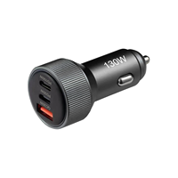 Adaptador de cargador de coche USB C de 130W con 3 puertos, carga rápida de 3,0 W para iPhone 17 compatible con dispositivos de 30W QC 100 de W
