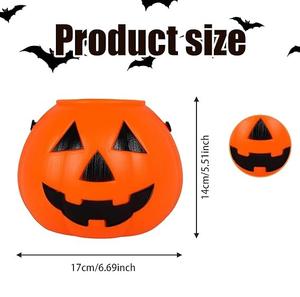 Cubo de Dulces de Calabaza de Hierro, Cubo de Calabaza Portátil con Asa para Fiestas de Truco o Trato, Decoración de Jarrones de Flores de Calabaza de Halloween - Product Image 2