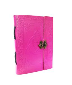 Journal en cuir rose de qualité supérieure, carnet fait main avec fermeture à boucle et couture à la main - Product Image 3