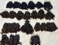 Extensions de cheveux humains vierges 100 % indiens, alignés sur la cuticule, double trame machine, bouclés style bébé, couleur claire