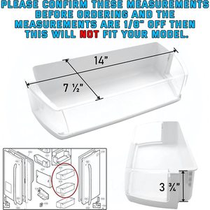 AAP73631502 Bac de rangement droit en plastique pour porte de réfrigérateur, compatible LG, Kenmore, Sears, pour usage domestique et hôtelier, neuf - Product Image 2