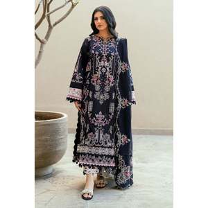 FLORENT 3PC Chiffon Lawn Embroidered Summer Shirt Dupatta & Trousers <b>Set</b> with Khaddi Net <b>Embroidery</b>-BIC-4826 - Product Image 1
