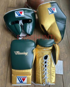 Ensemble de boxe vert gagnant de compétition professionnelle de qualité supérieure en cuir véritable ensemble de sparring gagnant en vente de gros - Product Image 2