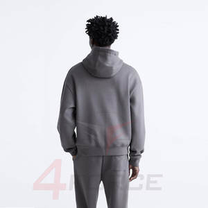 Logotipo personalizado en blanco de peso pesado de algodón francés Terry suave recortada sudaderas con capucha de lujo de moda Boxy Fit estilo hombres ropa de calle caja con capucha - Product Image 2