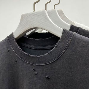 เสื้อยืดโอเวอร์ไซส์ผ้าคอตตอนหนาสำหรับผู้ชาย ล้างสีแบบแอซิดวอช สไตล์วินเทจ ล้างสีแบบสโตนวอช พิมพ์ลายกราฟิกตามสั่ง - Product Image 3