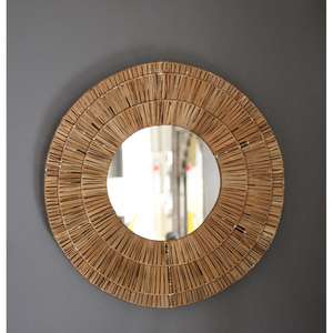 Alta calidad bambú ratán pequeño espejo redondo baño espejo decoración al por mayor buen precio muebles de dormitorio - Product Image 3