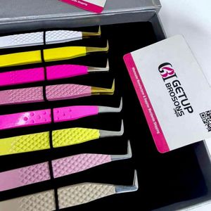 GETUP BROSONS IMPEX Pince à épiler en acier inoxydable à 90 degrés pour cils, avec revêtement en poudre varié, outil de précision, emballage en boîte - Product Image 5