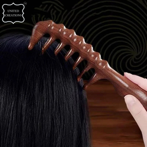 Peine de dientes anchos para masaje de madera, masajeador de cuero cabelludo, redondos Sha Gua peine de dientes, peine masajeador de cuero cabelludo portátil hecho a mano - Product Image 6