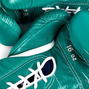 Nouveaux gants de boxe professionnels à lacets verts en cuir véritable de haute qualité personnalisés gants de boxe de gymnastique personnalisés - Product Image 5